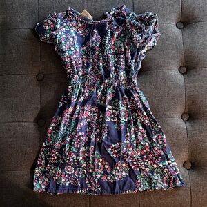 Mudd Kids Dress with Floral Print in Dark Blue and Pink